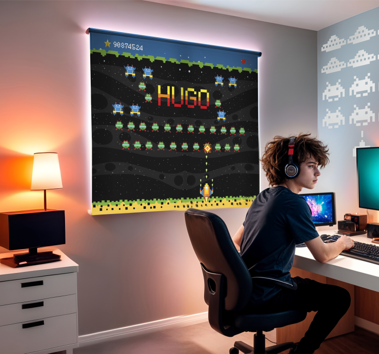 8 bits arcade screen geek roller blind - TenStickers