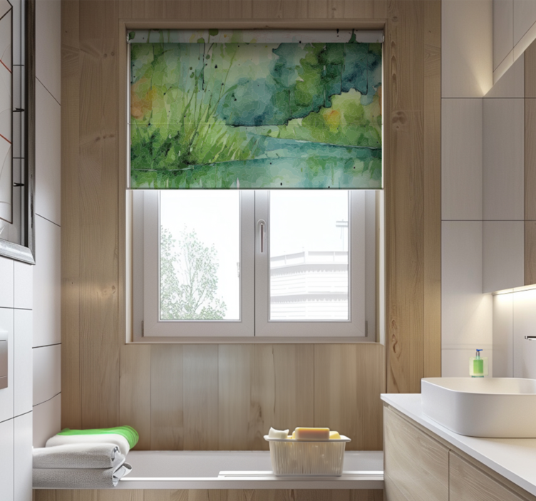 Abstract swamp bathroom window blind - TenStickers