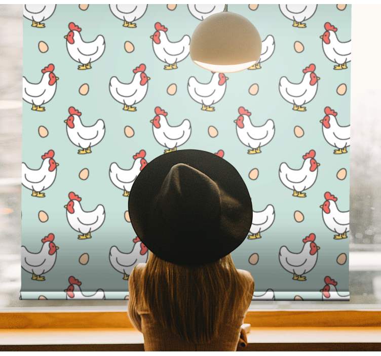 White chickens and eggs animal roller blind - TenStickers