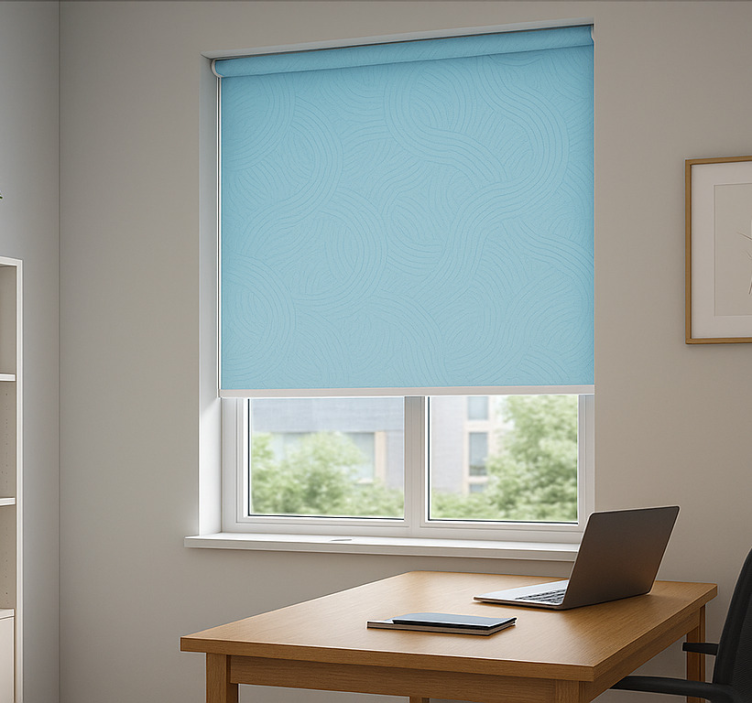 Baby blue office window roller blind - TenStickers