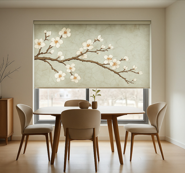 Blooming Japense tree dining room roller blinds - TenStickers