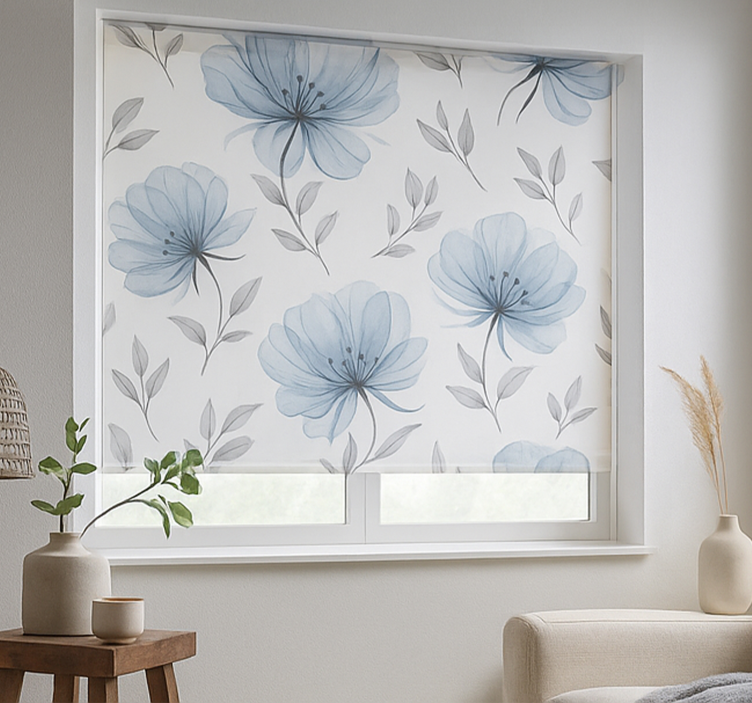 Blue elegant flowers teenage roller blind - TenStickers