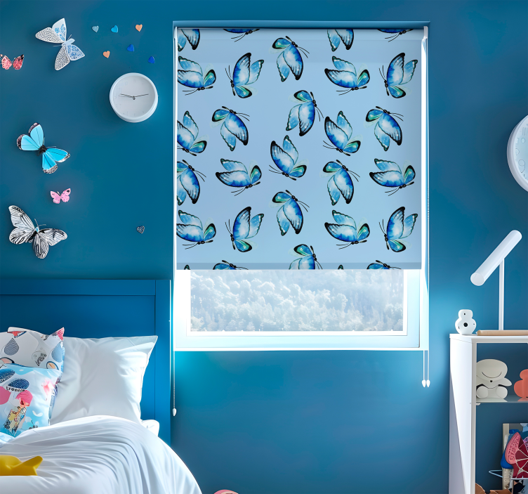 Blue shades Butterflies roller blind - TenStickers