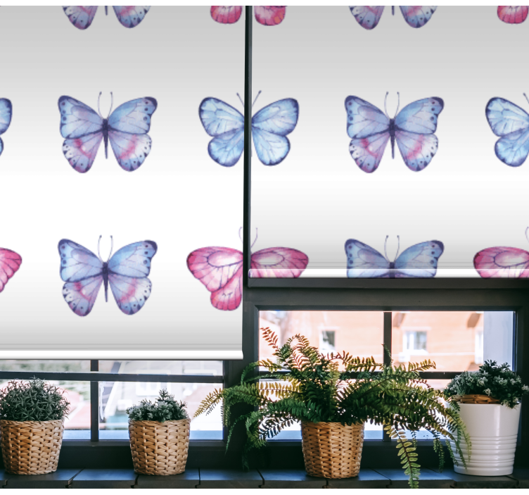 Butterfly roller blind blue and pink wings - TenStickers