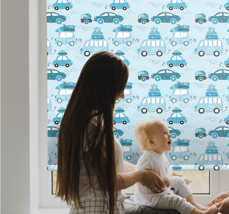 Blue cars pattern kids roller blind - TenStickers