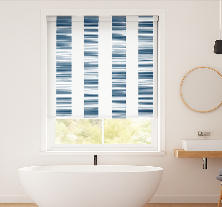 "Ceramica Righe Blu" bathroom window blind - TenStickers