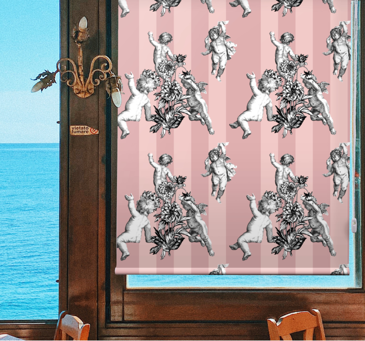Cherubs with flowers classic roller blind - TenStickers