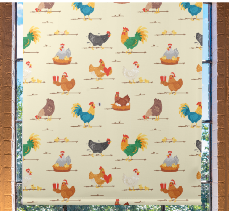 Chickens and Roosters animal roller blind - TenStickers