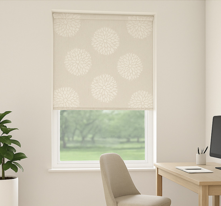 Chrysanthemum stencil pattern home office roller blind - TenStickers