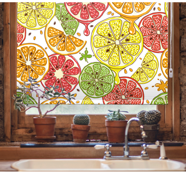 Citrus slice pattern roller blind for kitchen window - TenStickers
