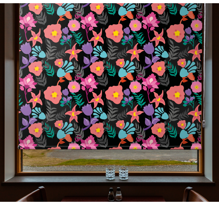 Colorful Floral Pattern flower roller blind - TenStickers