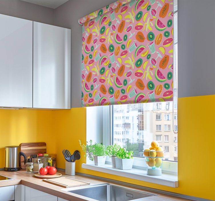 Colorful fruits pattern roller blind for kitchen window - TenStickers