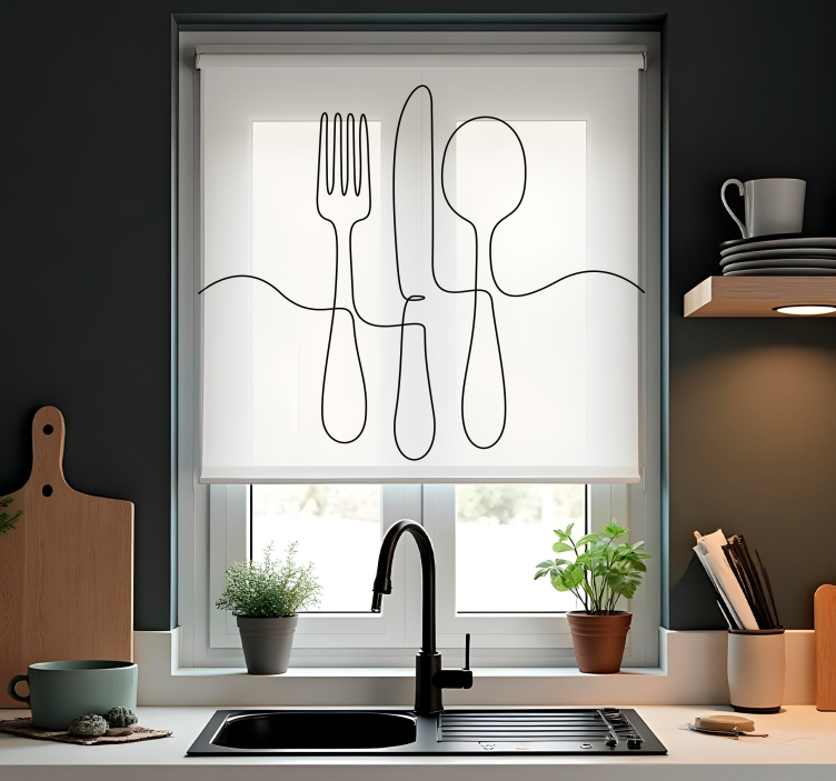 Culinary instruments roller blind for kitchen window - TenStickers
