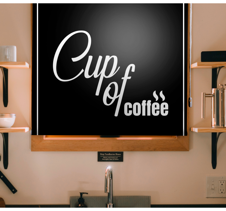 Cup of coffee roller blind for kitchen window - TenStickers
