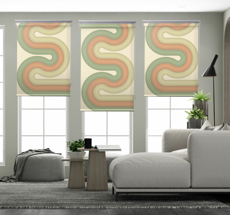 Curved line pattern roller blind for living room - TenStickers