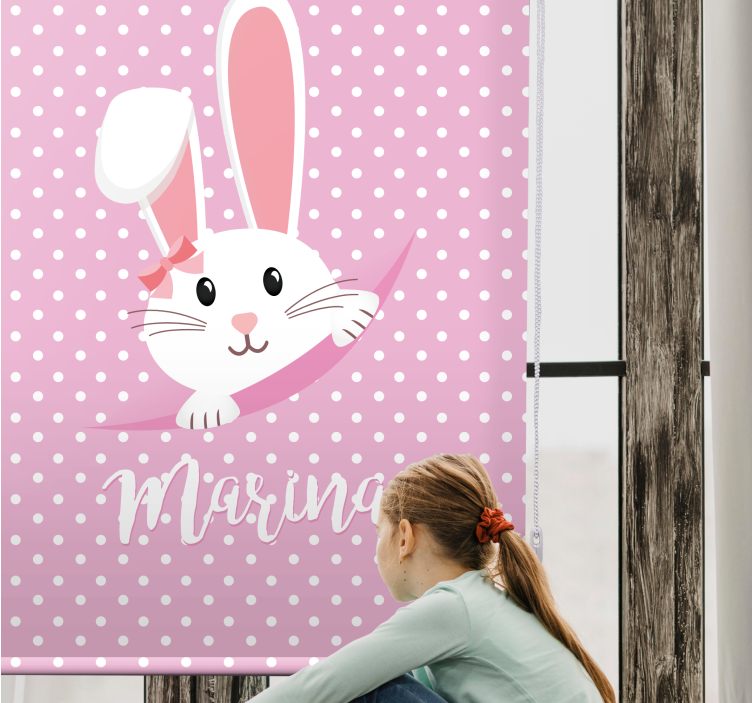 Cute bunny for girl with name Nursery blind - TenStickers