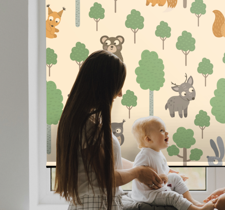 Baby forest creatures kids roller blind - TenStickers