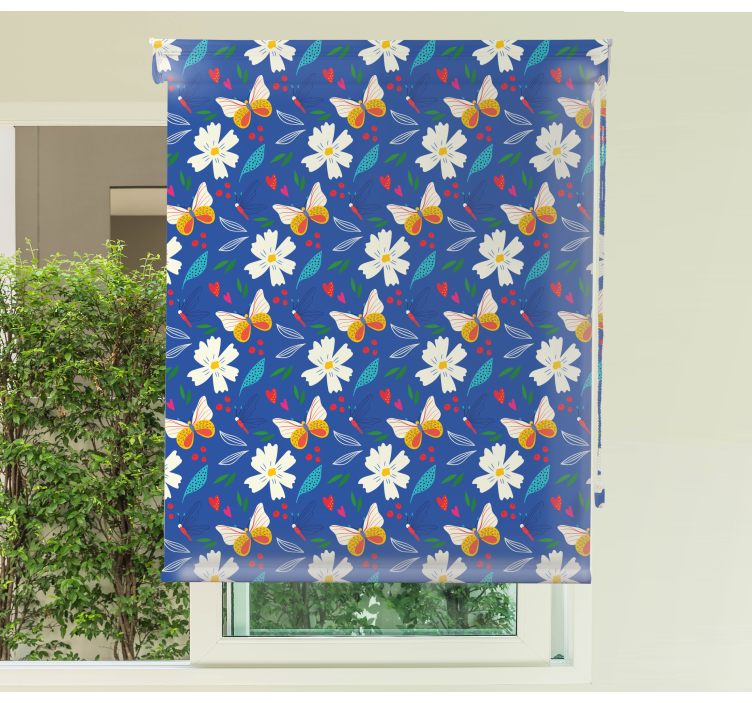 Daisies and Butterflies flower roller blind - TenStickers