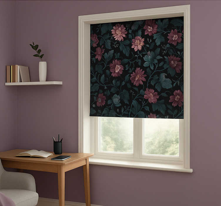 Dark vintage botanicals home office roller blind - TenStickers