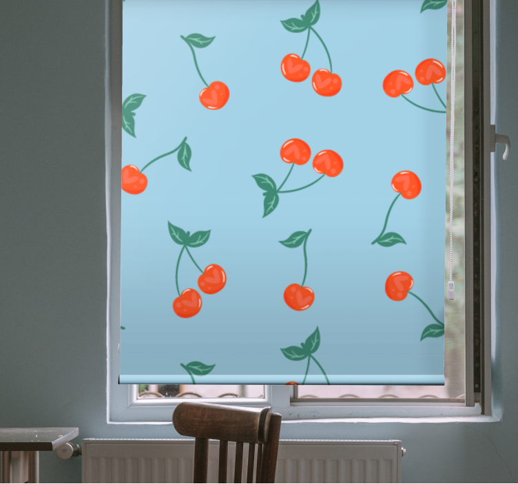 Decor red cherries blue Fruit vegetable blind - TenStickers