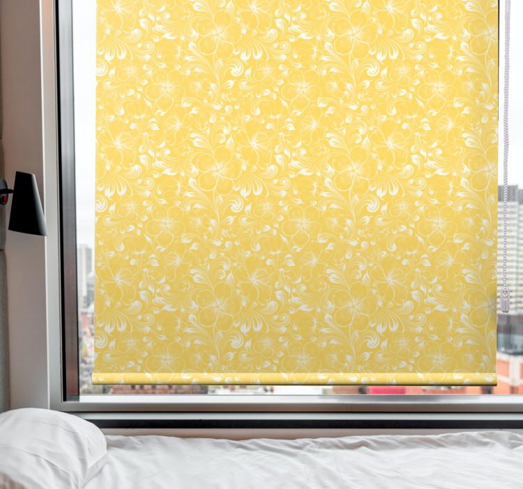 Delicate yellow motif floral roller blind - TenStickers