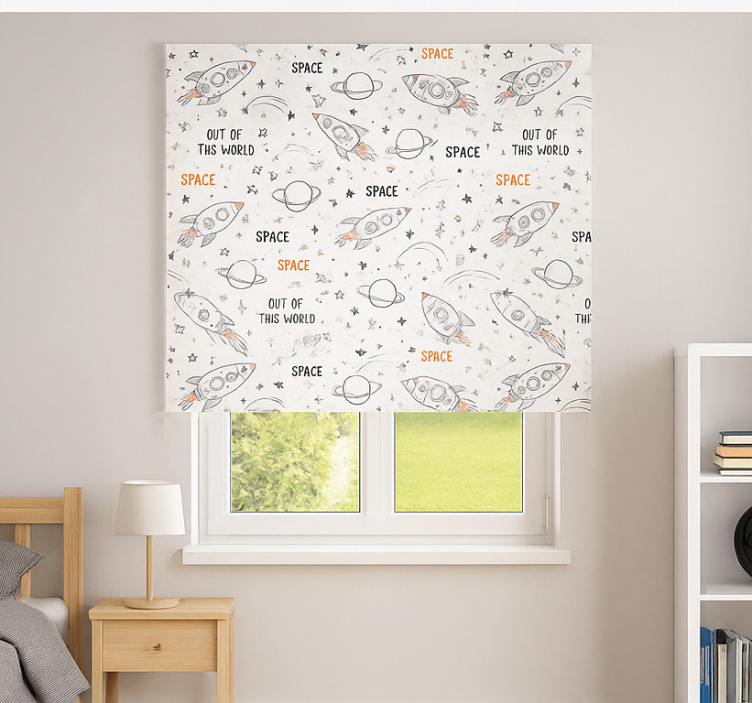 Drawn space pattern teenage roller blind - TenStickers