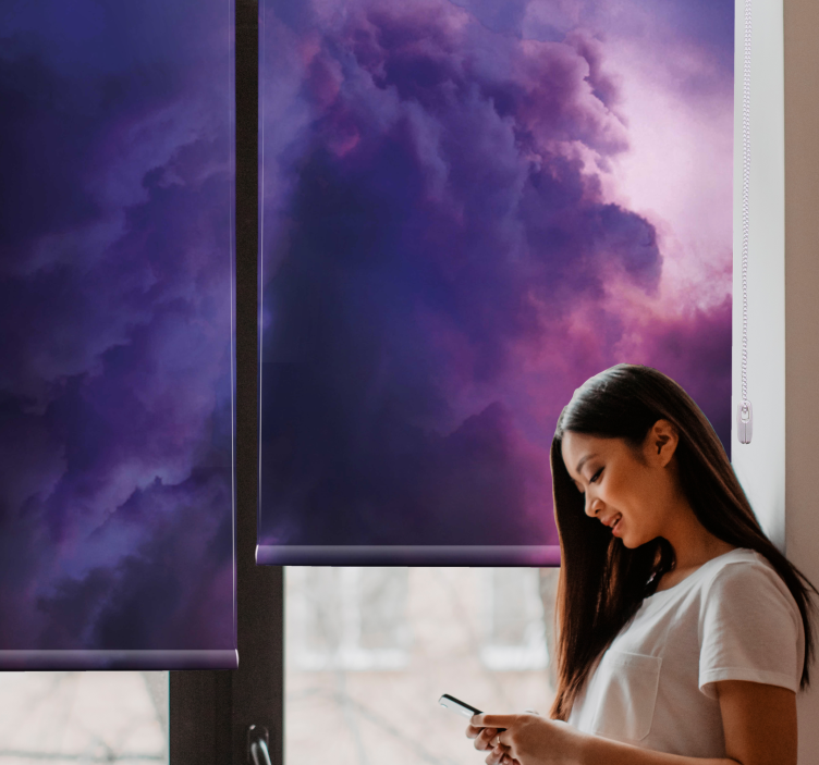 Dreamy Purple Waves clouds roller blind - TenStickers