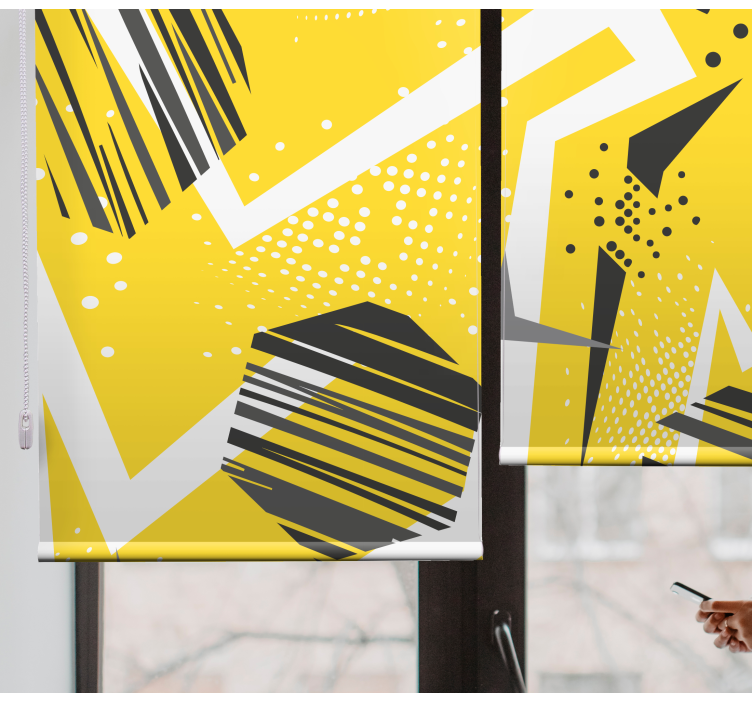 Yellow dynamic geometry modern roller blind - TenStickers