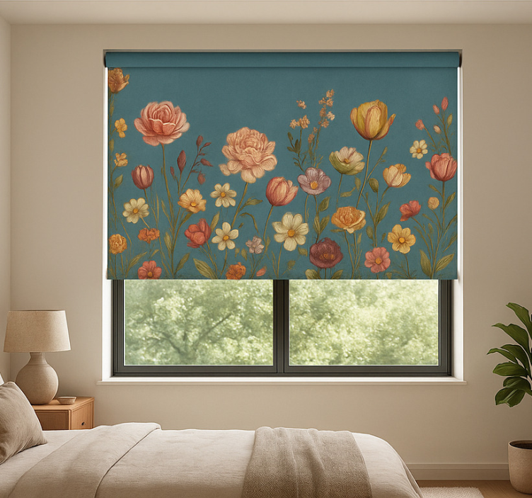 Earthy floral meadow master bedroom roller blind - TenStickers
