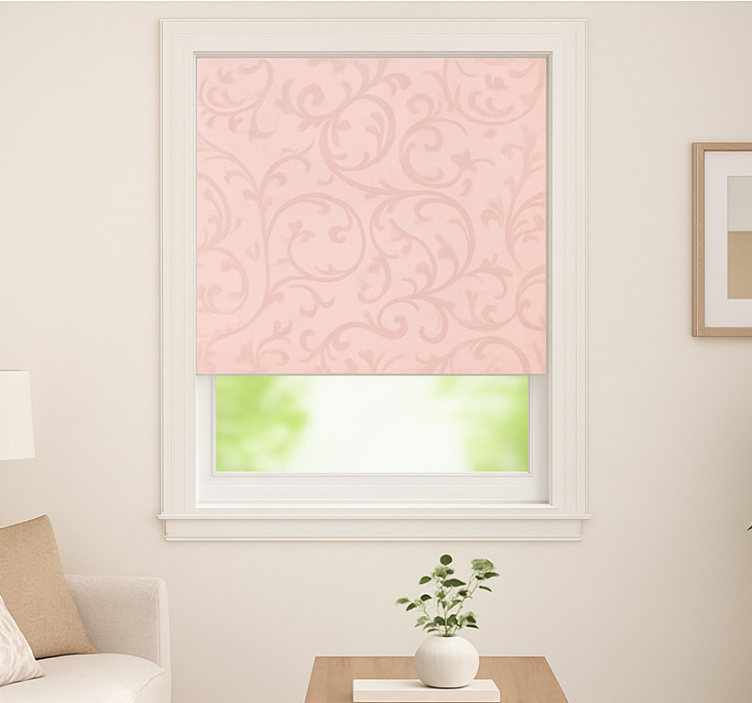 Elegant damask scrollwork roller blind for living room - TenStickers