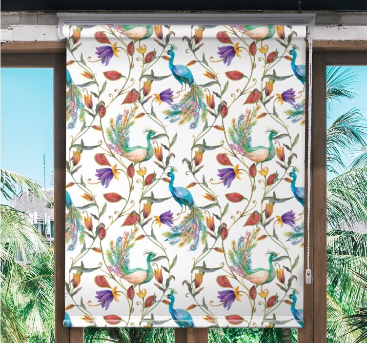Elegant Peacock Floral flower roller blind - TenStickers