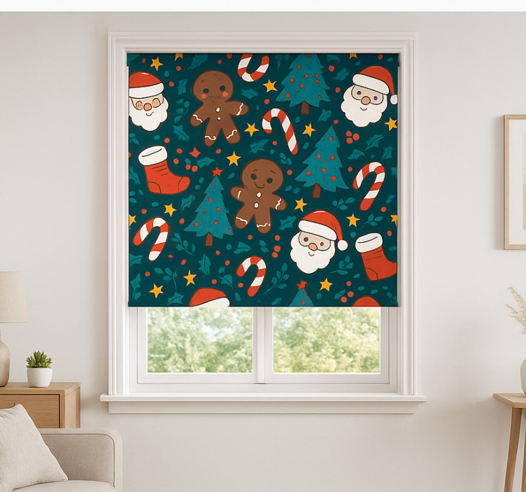 Festive Ornaments Background roller blind for living room - TenStickers