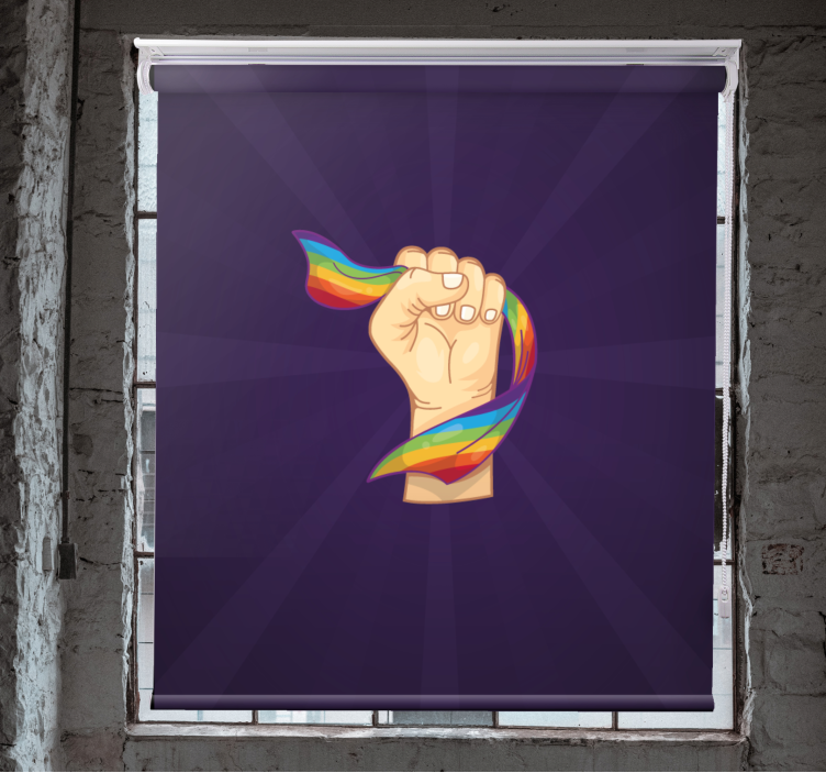Fist holding rainbow original roller blind - TenStickers