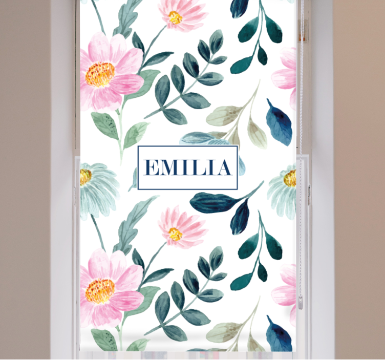 Floral Blossom With Name flower roller blind - TenStickers