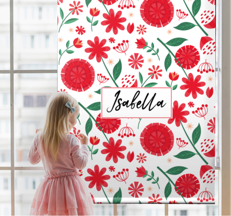 Floral Pattern Personalization flower roller blind - TenStickers