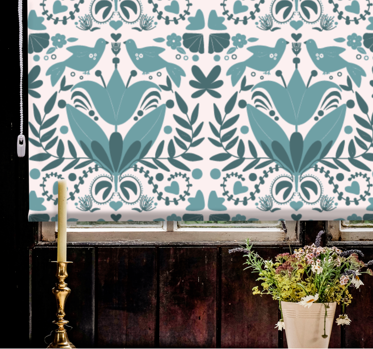 Pattern with Birds flower roller blind - TenStickers