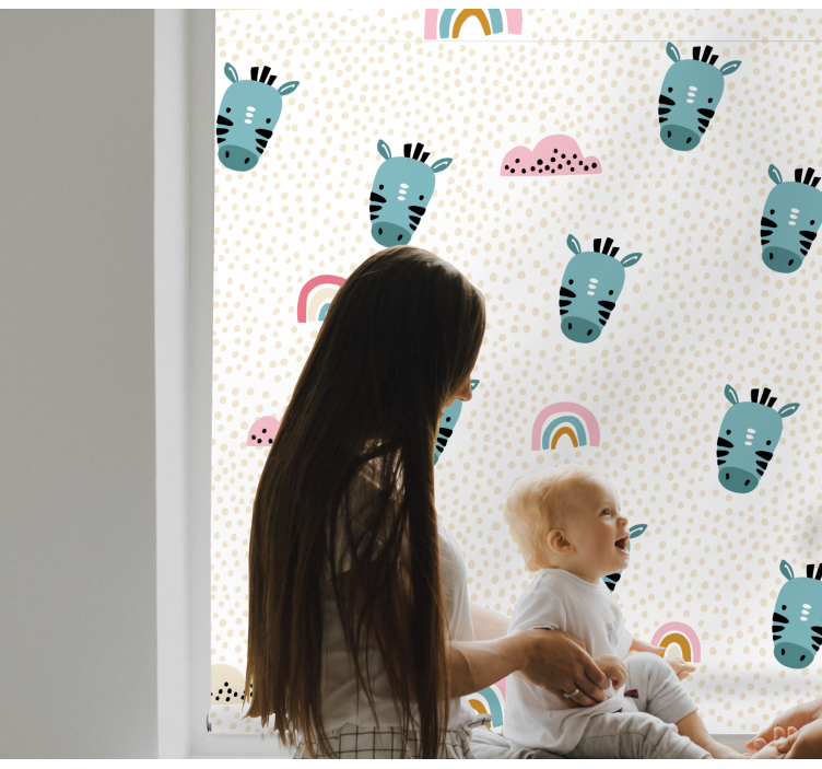 Blue zebras and rainbows kids roller blind - TenStickers