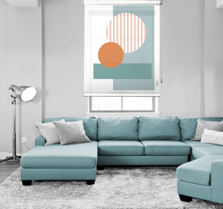 Blue abstract circles roller blind for living room - TenStickers