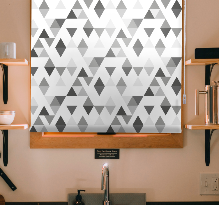 Grey triangle pattern modern roller blind - TenStickers