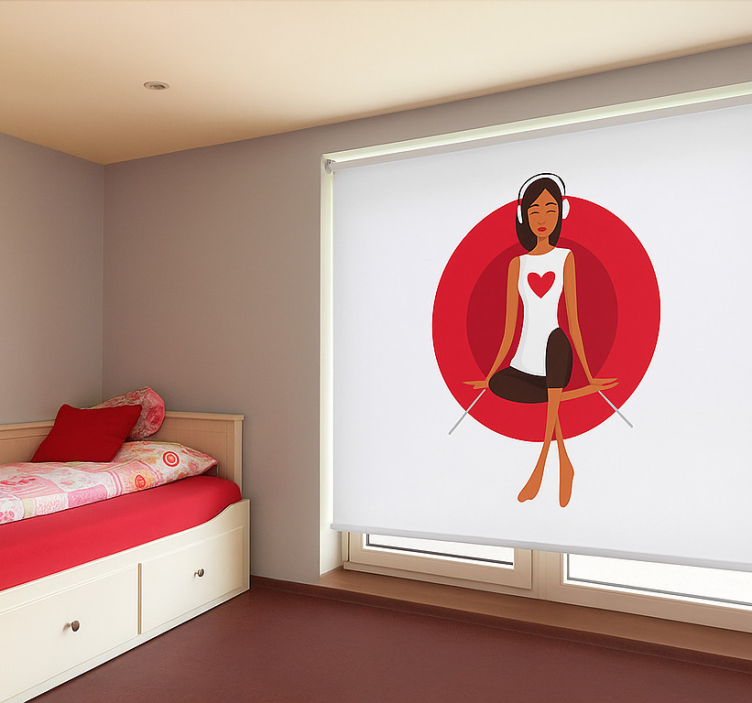 Girl listening to music teenage roller blind - TenStickers
