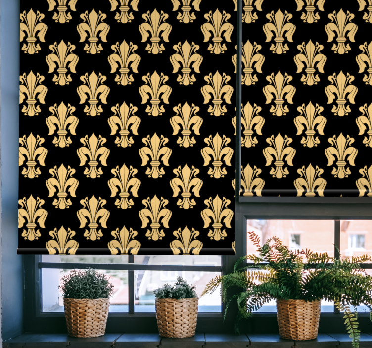 Golden Fleur-de-lis Pattern elegant roller blind - TenStickers