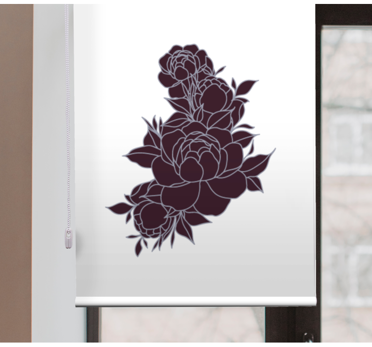 Graceful black roses floral roller blind - TenStickers