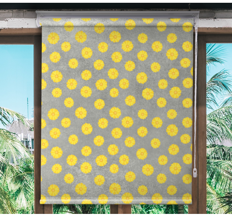 Gray and Yellow Pattern flower roller blind - TenStickers