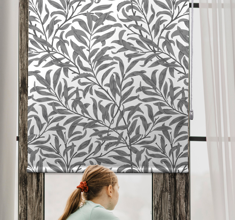 Grey Botanical Motif floral roller blind - TenStickers