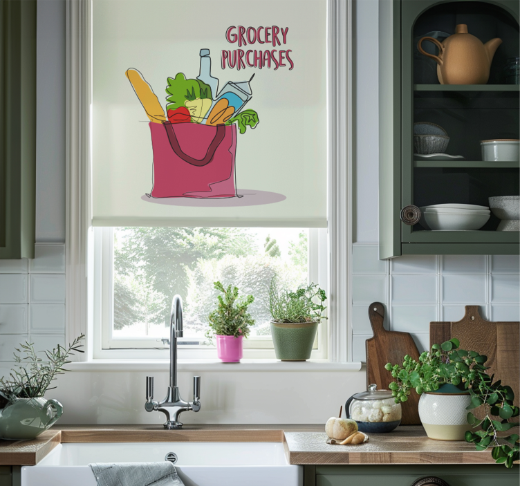 Grocery illustration roller blind for kitchen window - TenStickers