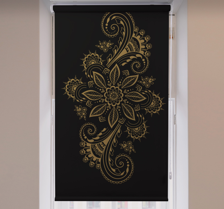 Intricate Golden Florals floral roller blind - TenStickers
