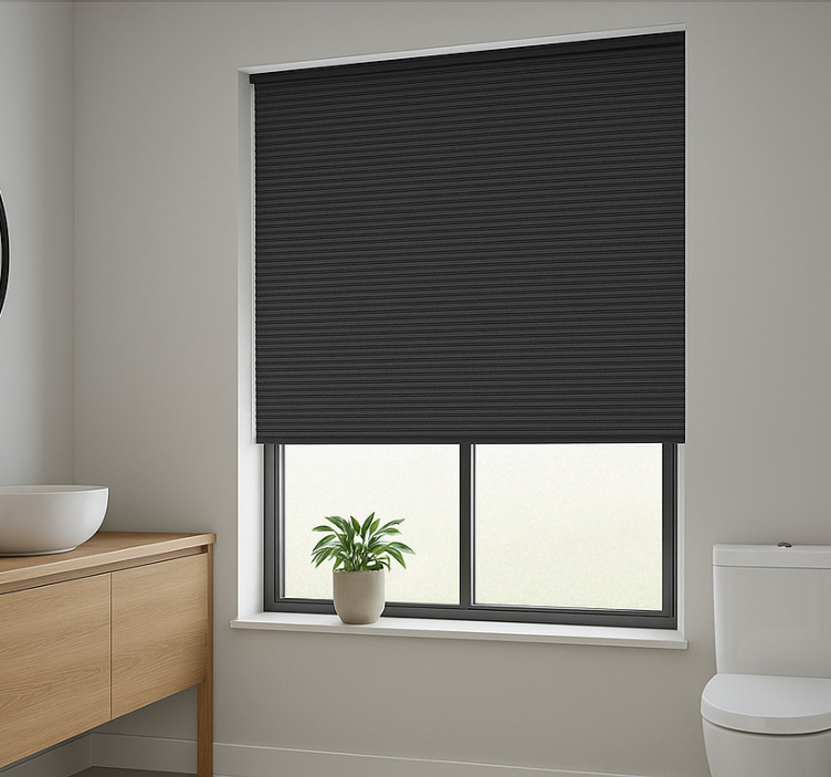 Japandi natural weave bathroom window blind - TenStickers