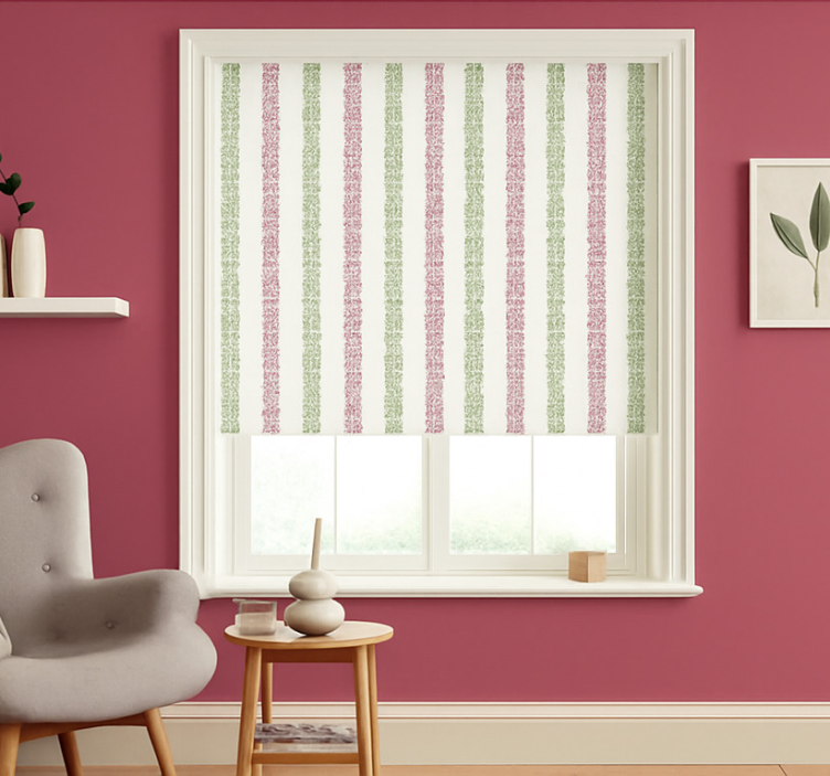 Leafy striped pattern roller blind for living room - TenStickers