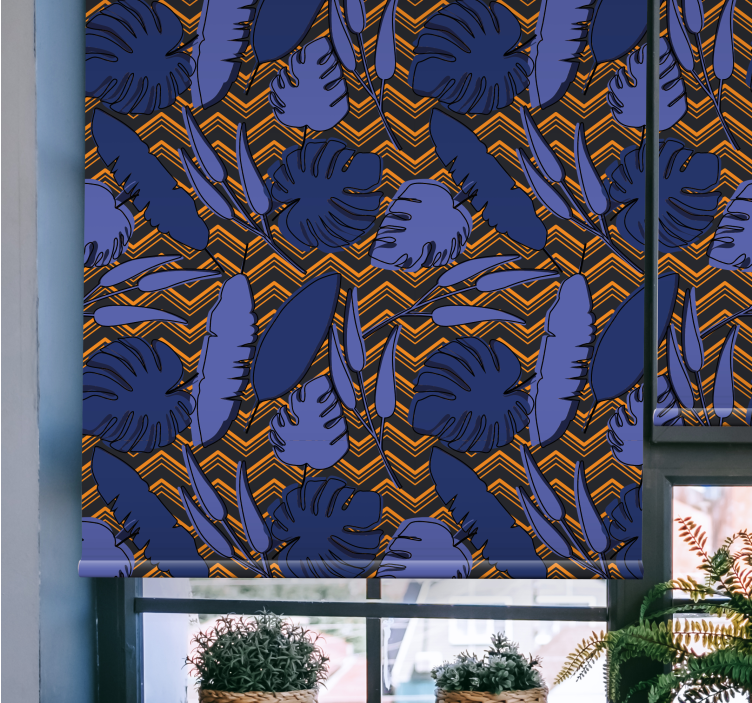 Blue tropical pattern flower roller blind - TenStickers