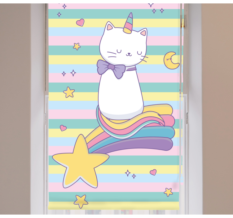 Magical cat unicorn kids roller blind - TenStickers